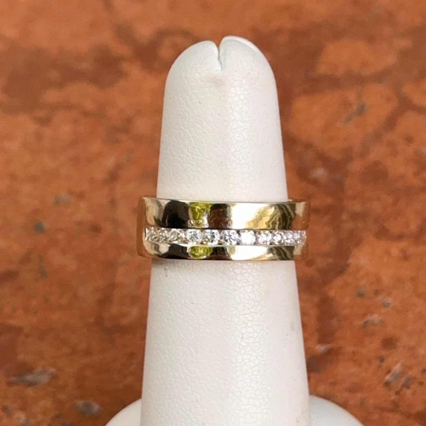 14KT Yellow Gold 7mm Channel-Set Diamond Band Ring