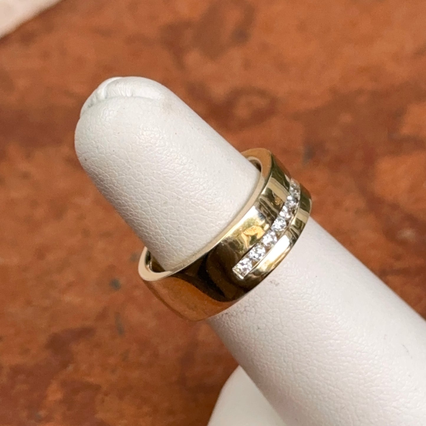 14KT Yellow Gold 7mm Channel-Set Diamond Band Ring