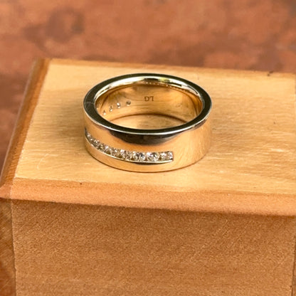 14KT Yellow Gold 7mm Channel-Set Diamond Band Ring