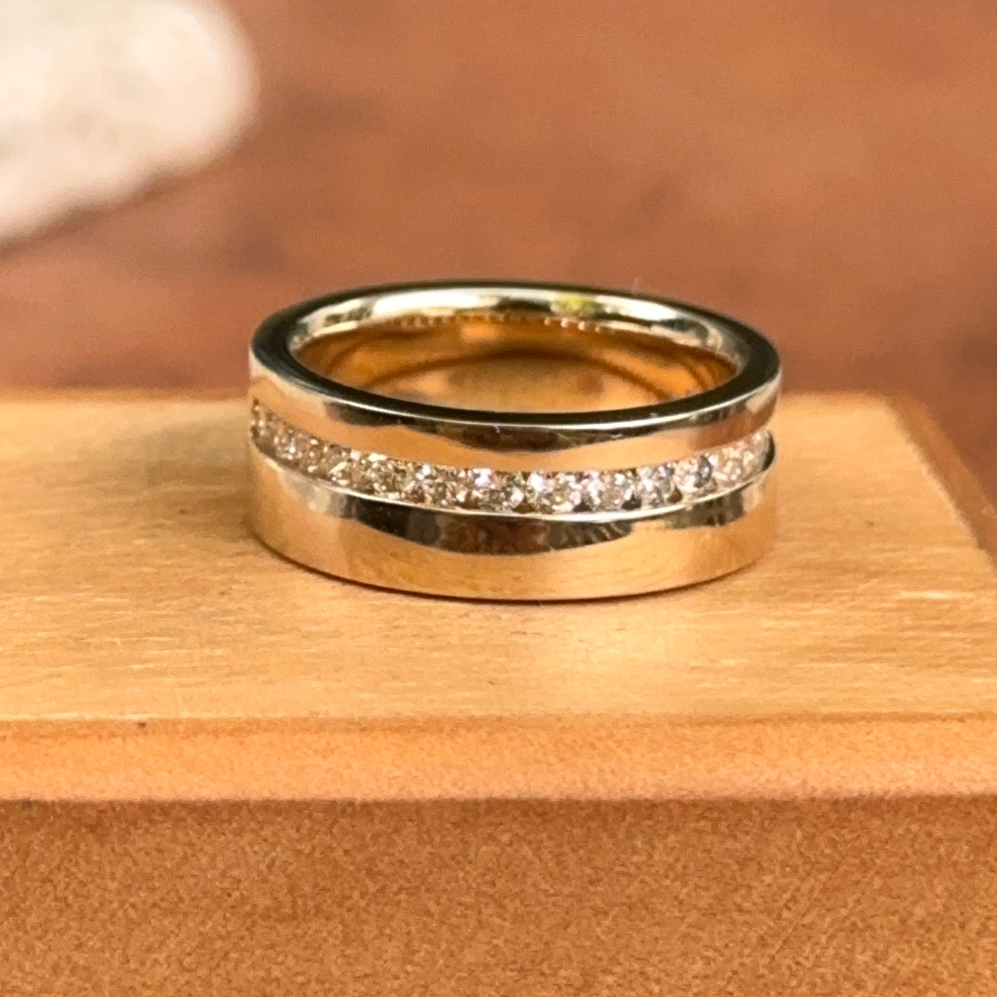 14KT Yellow Gold 7mm Channel-Set Diamond Band Ring