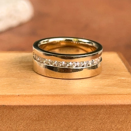 14KT Yellow Gold 7mm Channel-Set Diamond Band Ring