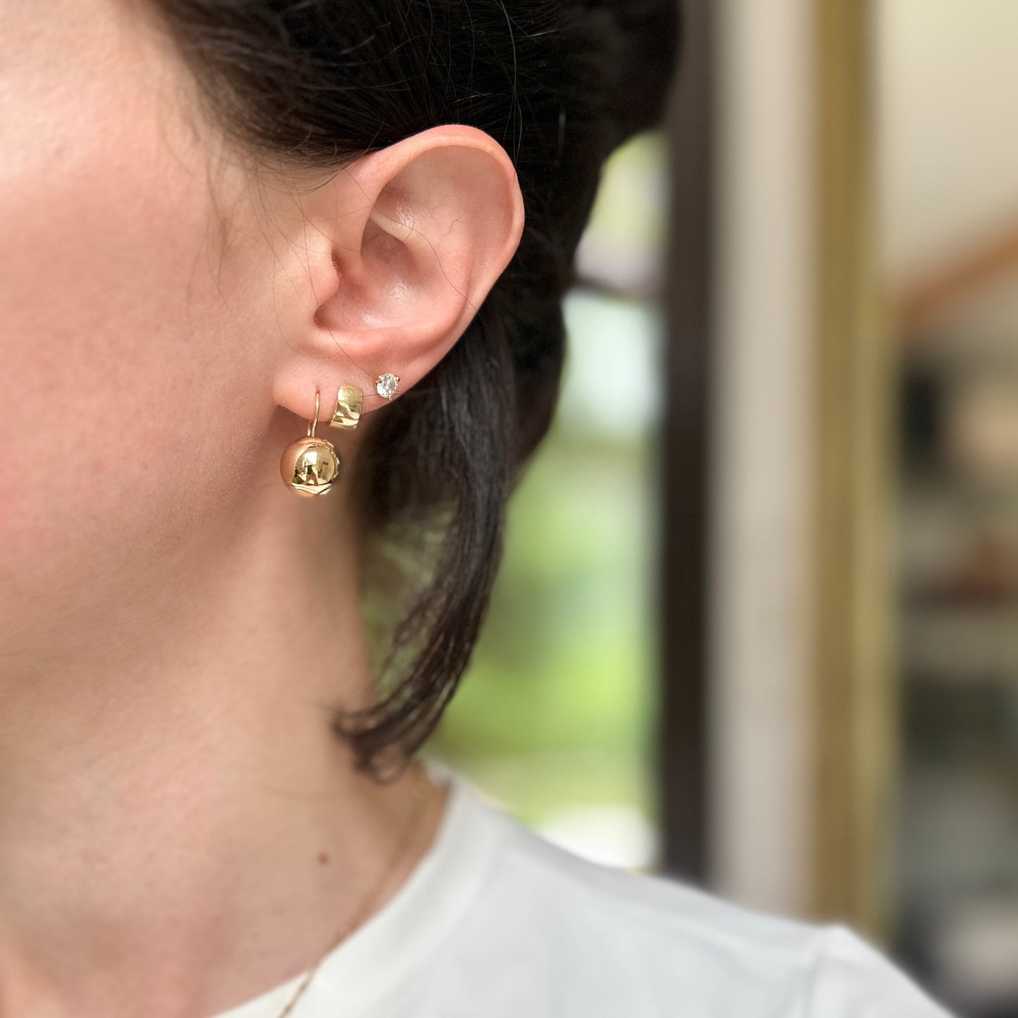 14KT Yellow Gold Polished Half Ball Earrings 12mm - LSJ