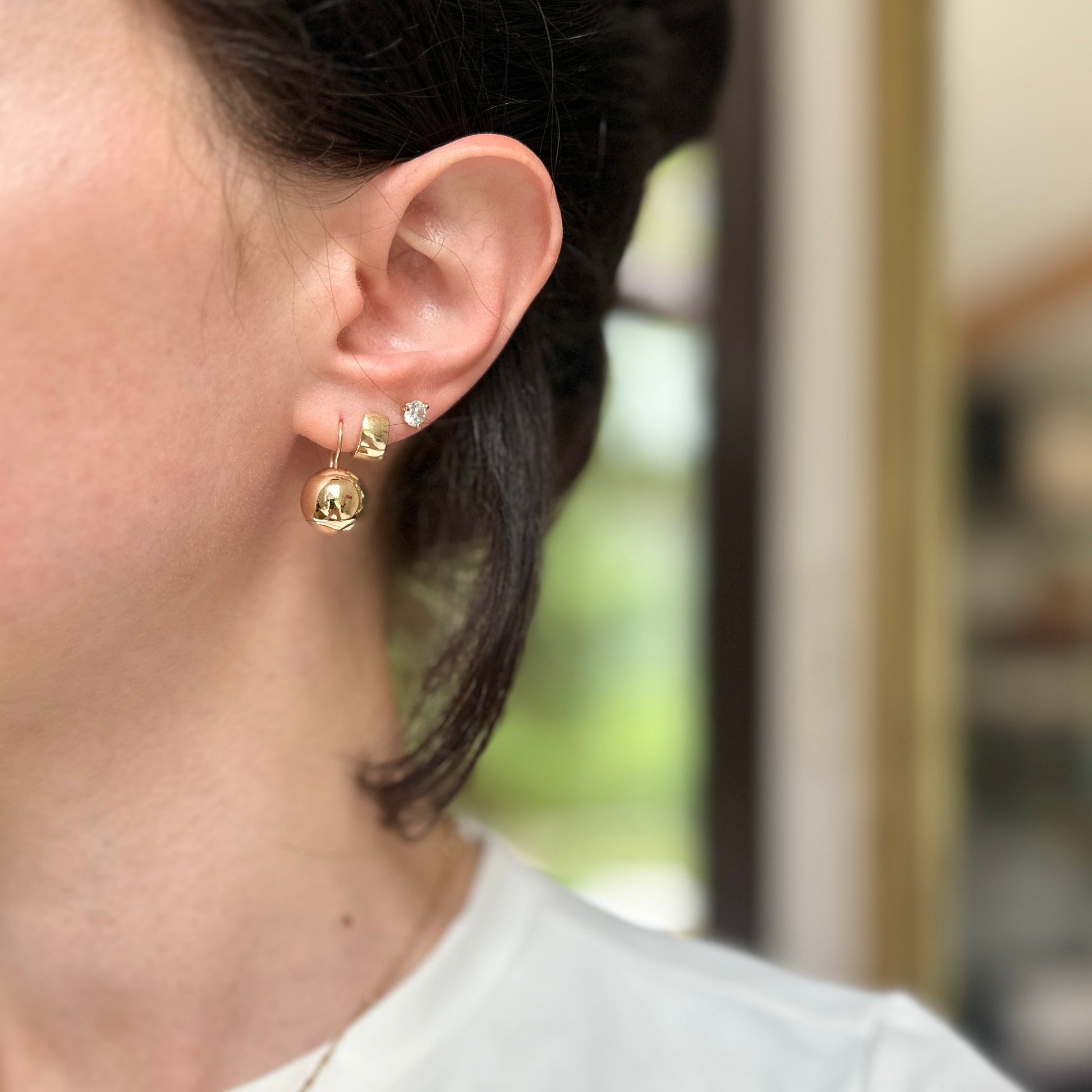 14KT Yellow Gold Polished Half Ball Earrings 12mm - LSJ