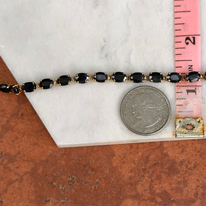 Estate 14KT Yellow Gold + Oval Blue Sapphire Tennis Bracelet
