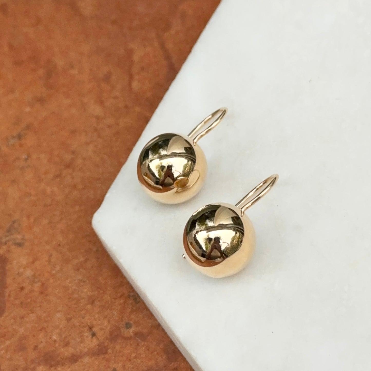 14KT Yellow Gold Polished Half Ball Earrings 12mm - LSJ