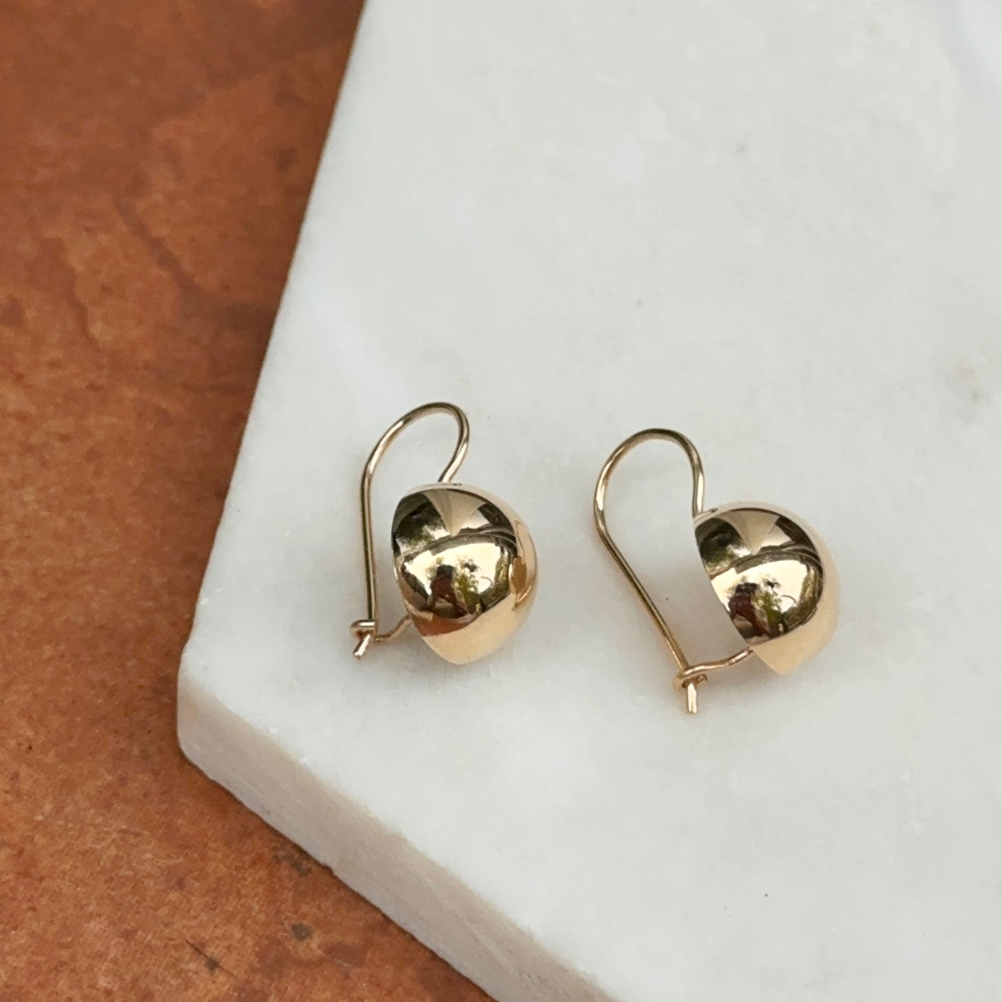 14KT Yellow Gold Polished Half Ball Earrings 12mm - LSJ