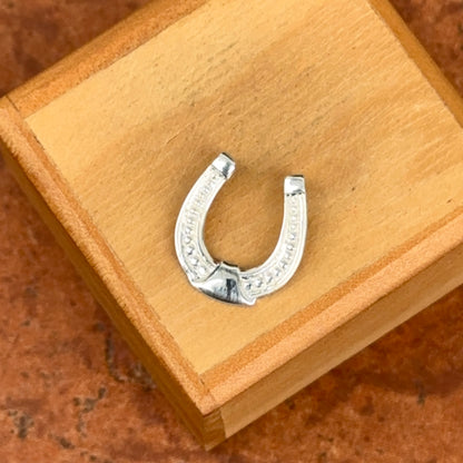 Sterling Silver Textured Horseshoe Slide Pendant Charm