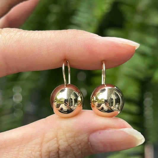 14KT Yellow Gold Polished Half Ball Earrings 12mm