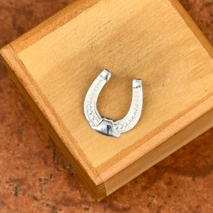 Sterling Silver Textured Horseshoe Slide Pendant Charm