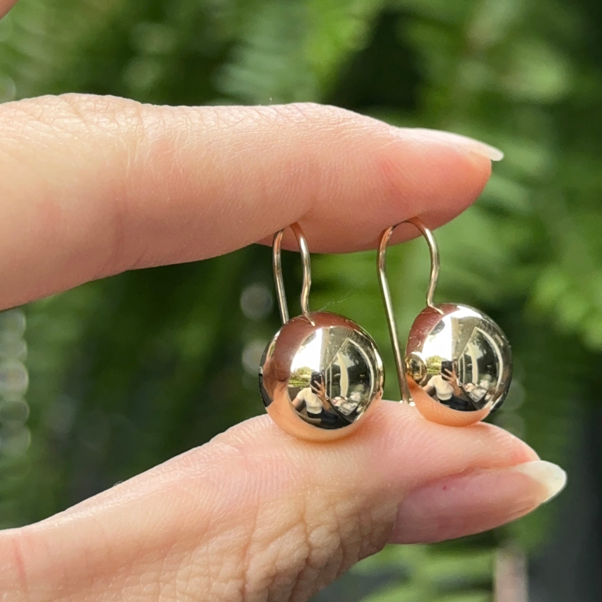 14KT Yellow Gold Polished Half Ball Earrings 12mm - LSJ