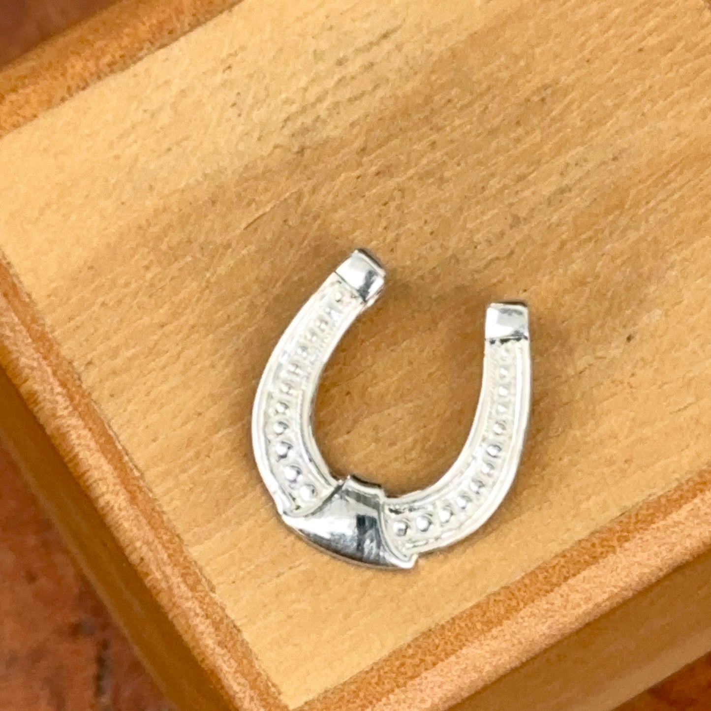 Sterling Silver Textured Horseshoe Slide Pendant Charm