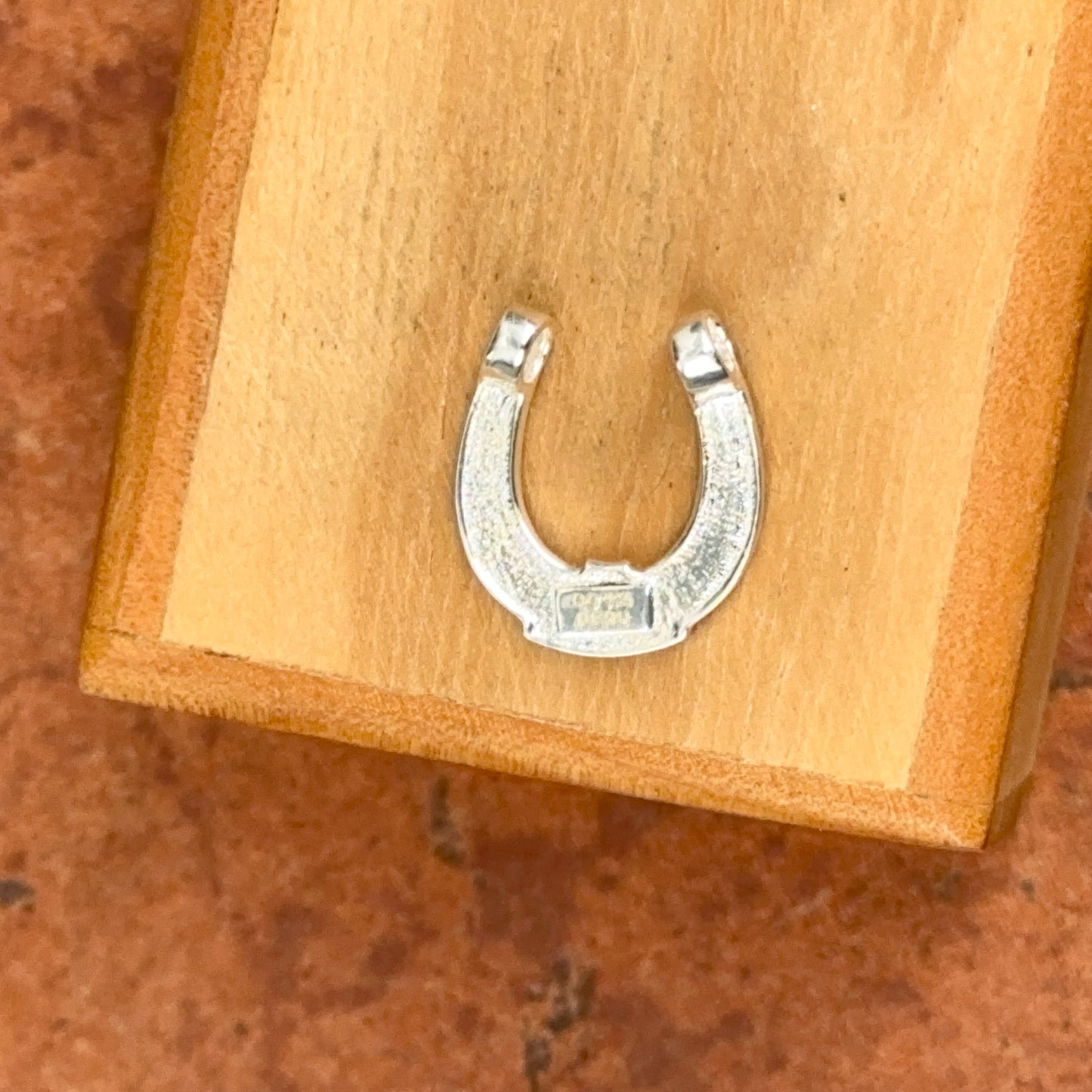 Sterling Silver Textured Horseshoe Slide Pendant Charm