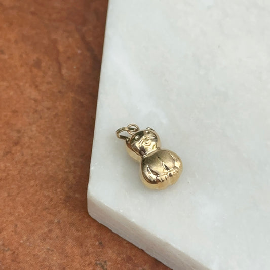 14KT Yellow Gold Satin + Polished 3D Cat Pendant Charm