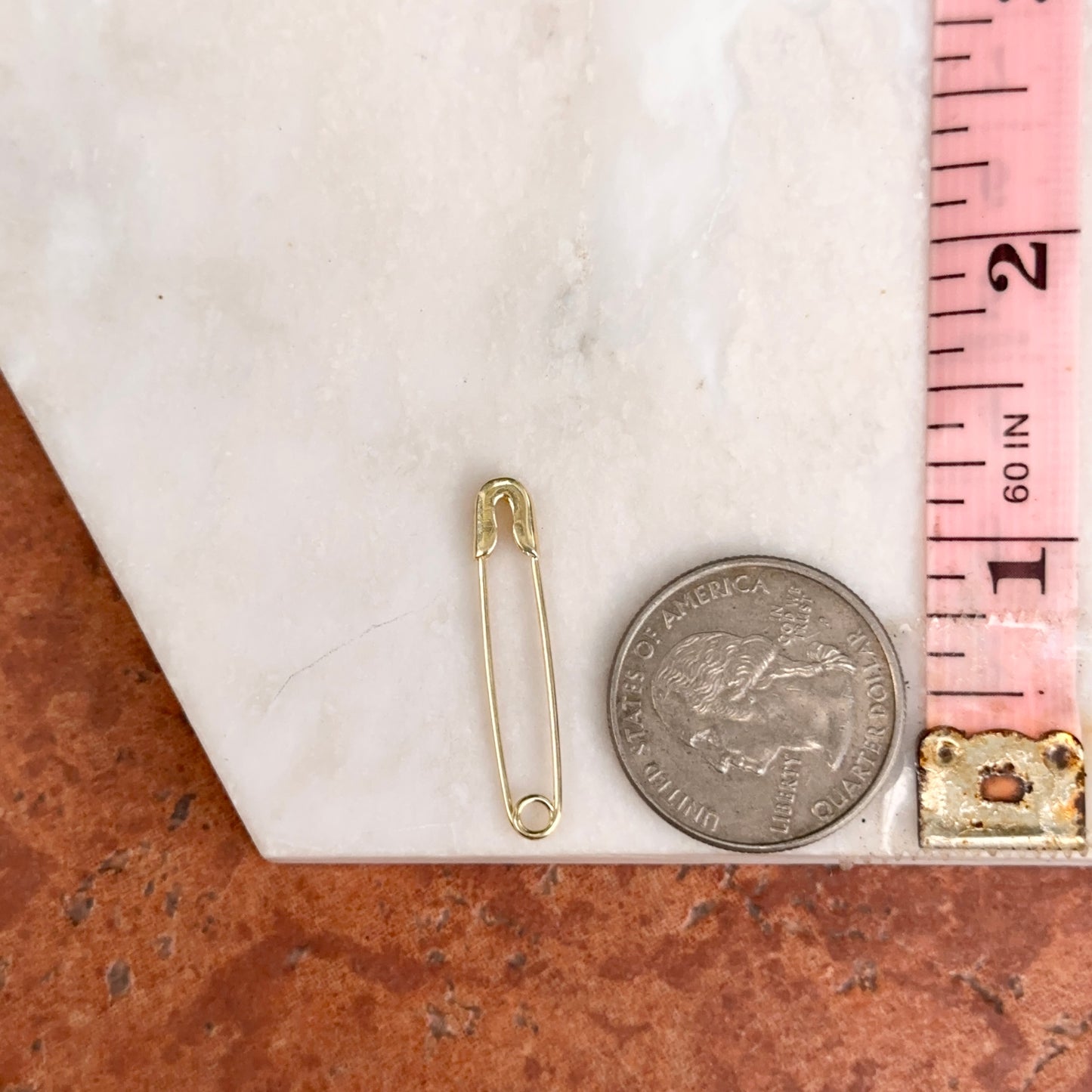 14KT Yellow Gold Safety Pin Pendant / Charm Holder / Chain Connecter 30mm