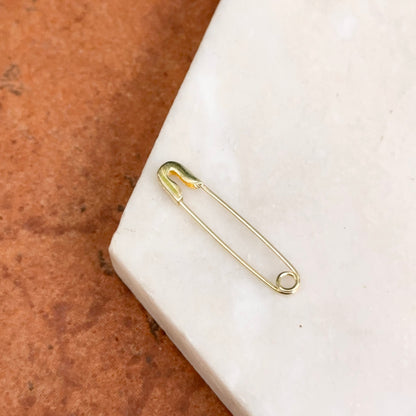 14KT Yellow Gold Safety Pin Pendant / Charm Holder / Chain Connecter 30mm