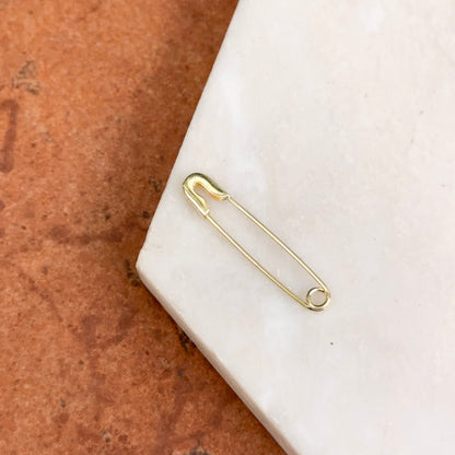 14KT Yellow Gold Safety Pin Pendant / Charm Holder / Chain Connecter 30mm