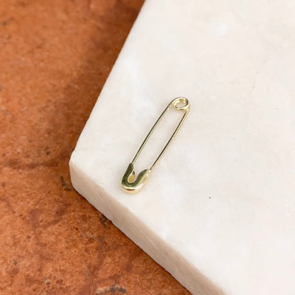 14KT Yellow Gold Safety Pin Pendant / Charm Holder / Chain Connecter 30mm
