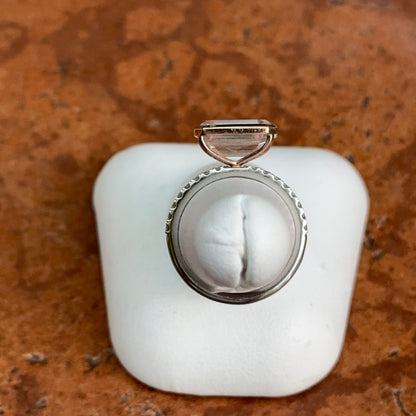 Estate 14KT White + Rose Gold 4.3 CT Pink Emerald-Cut Lab Diamond Ring