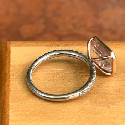Estate 14KT White + Rose Gold 4.3 CT Pink Emerald-Cut Lab Diamond Ring