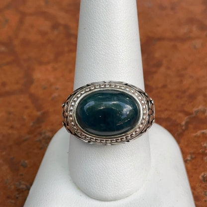 Estate Sterling Silver Oval Apatite Large Ring Size 10