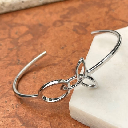 Sterling Silver Rhodium Plated Trinity Knot Oval Bangle Bracelet