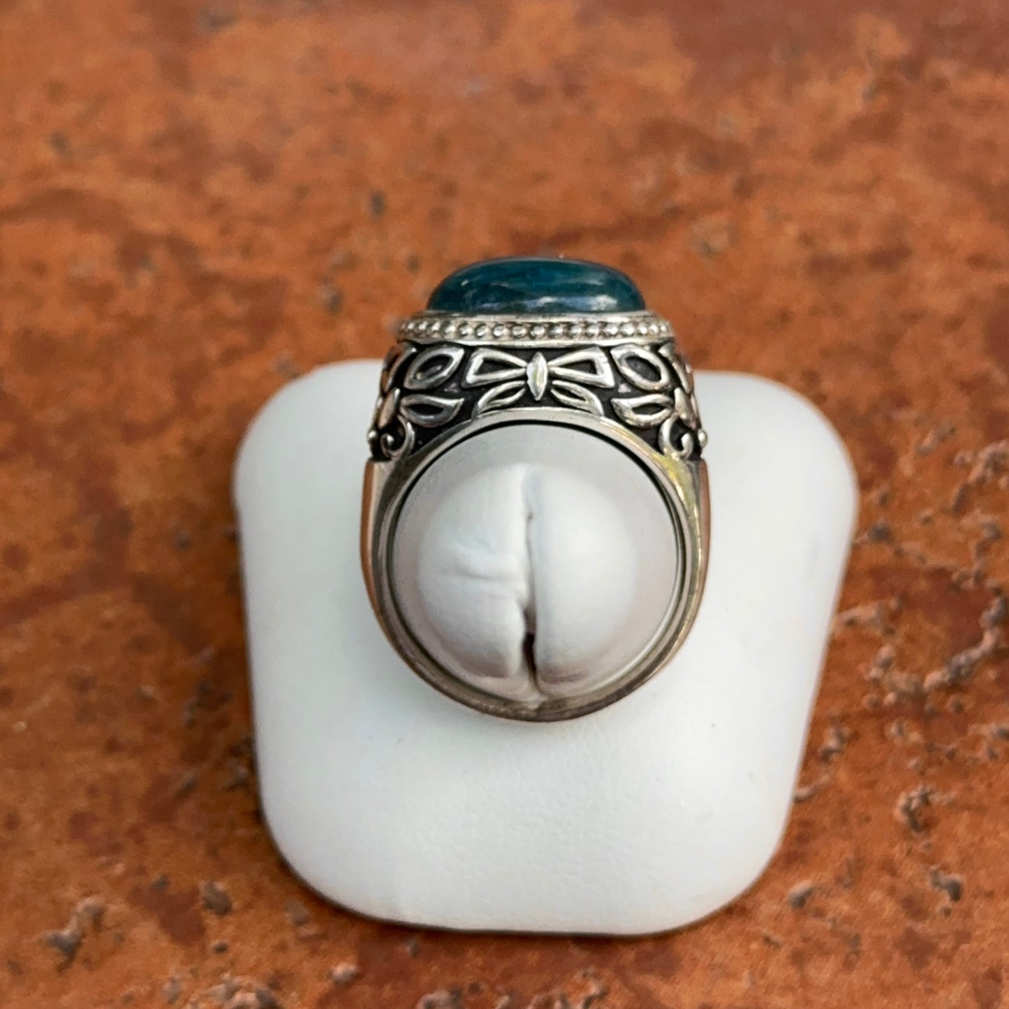 Estate Sterling Silver Oval Apatite Large Ring Size 10