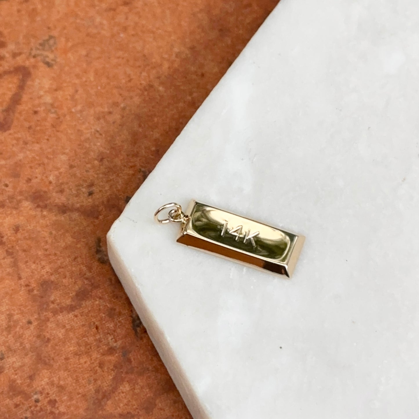 14KT Yellow Gold 3D Gold Bar Pendant Charm