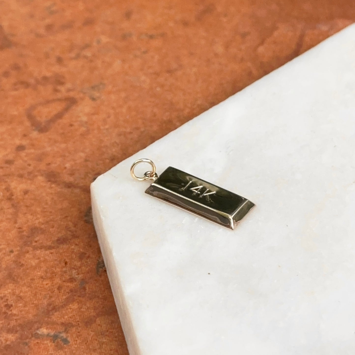 14KT Yellow Gold 3D Gold Bar Pendant Charm
