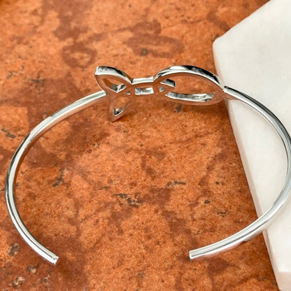 Sterling Silver Rhodium Plated Trinity Knot Oval Bangle Bracelet