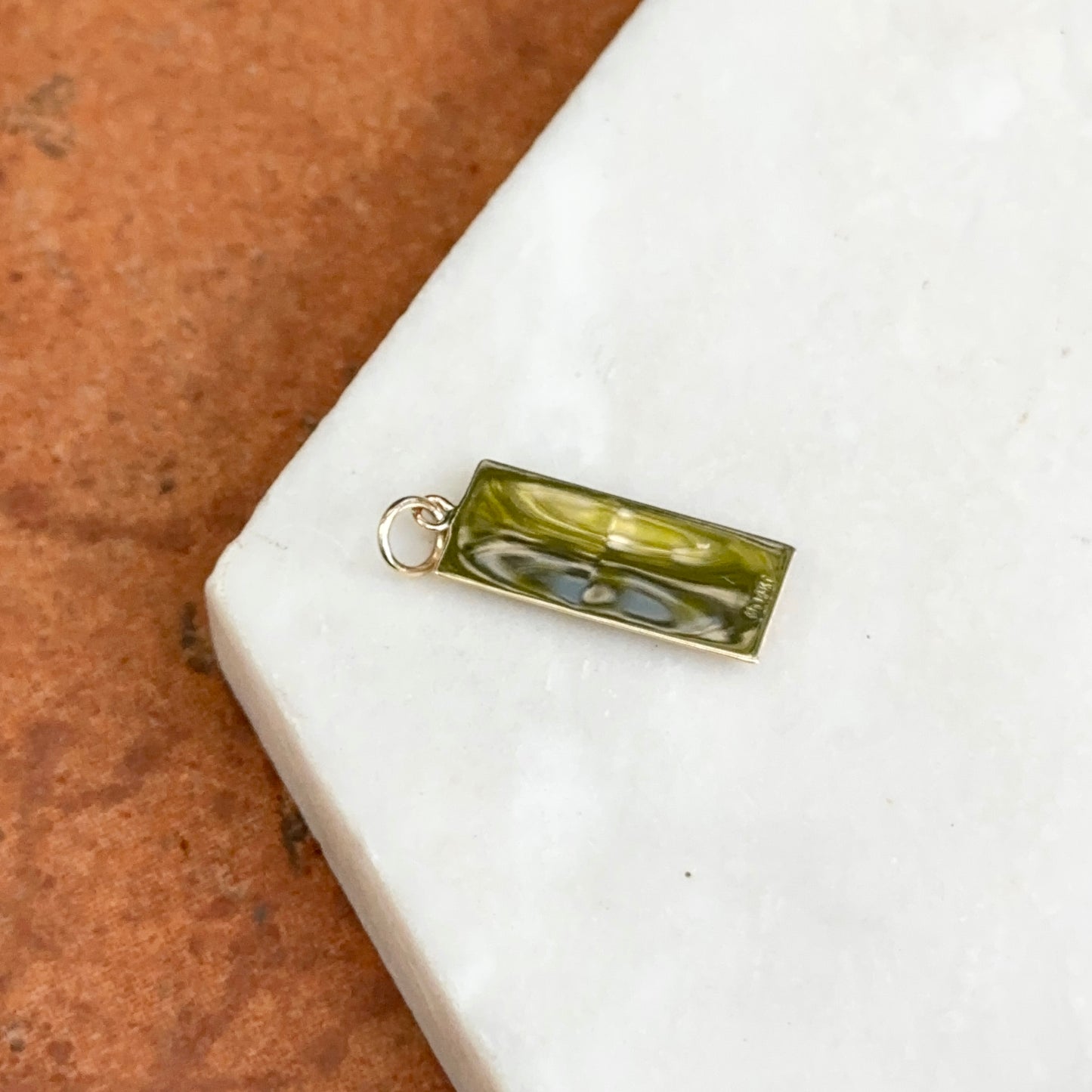 14KT Yellow Gold 3D Gold Bar Pendant Charm