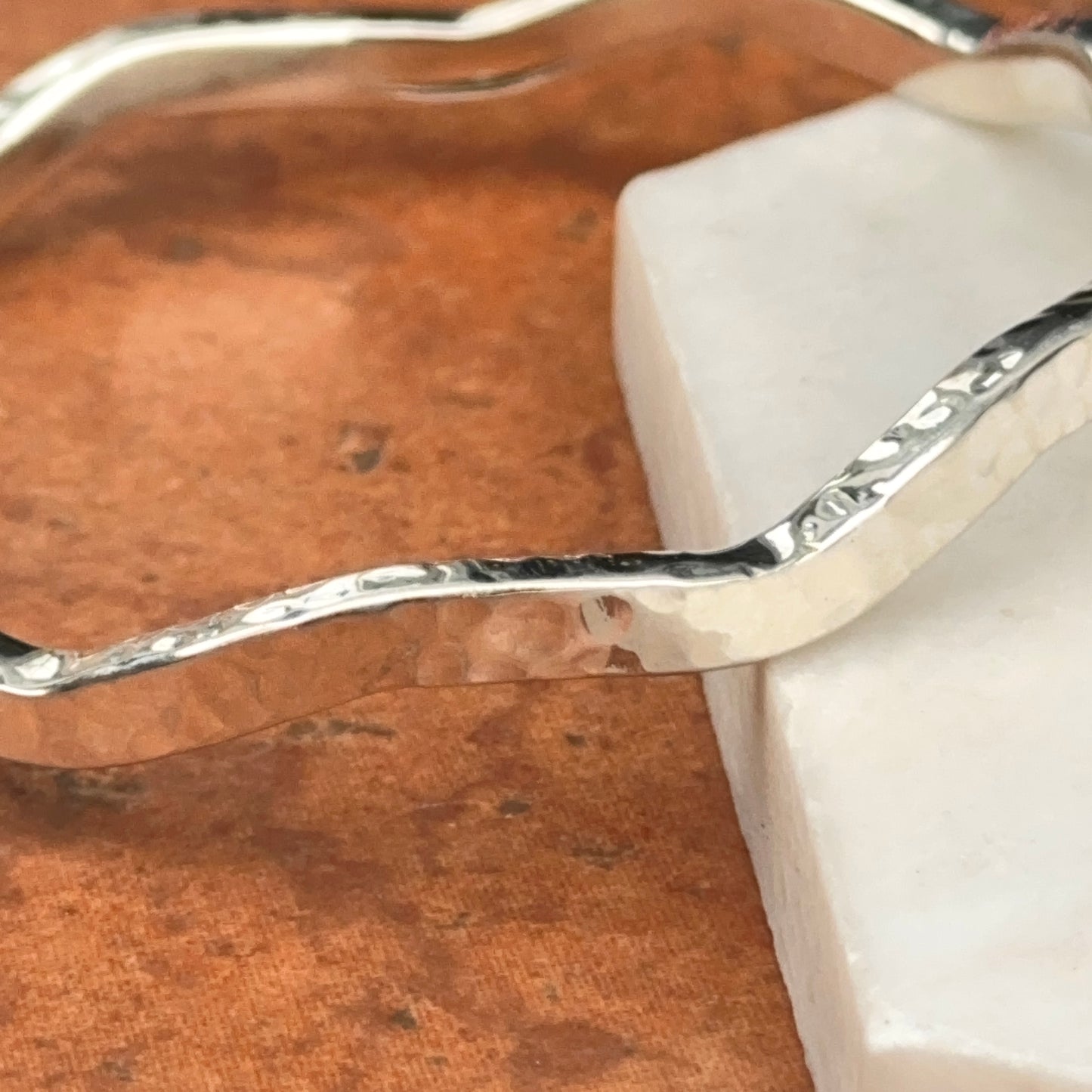 Sterling Silver Hammered Wavy Bangle Bracelet