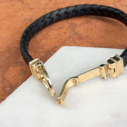 14KT Yellow Gold Horse Bit Braided Rubber Bangle Bracelet