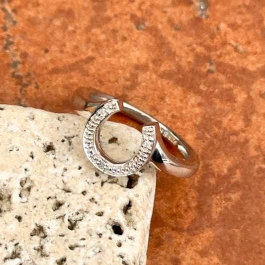 Sterling Silver Diamond Horseshoe Band Ring