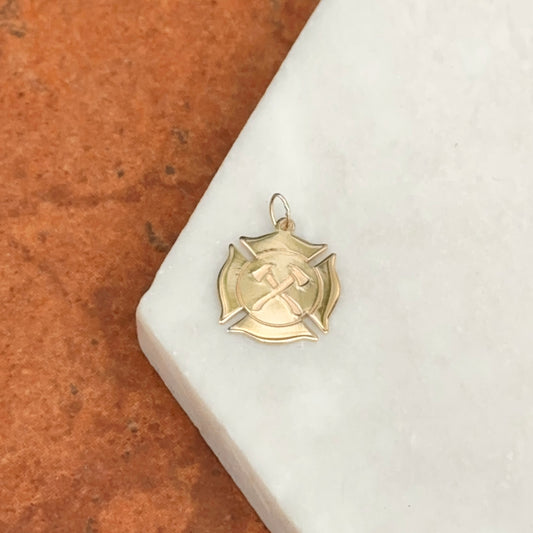 14KT Yellow Gold Firefighter Badge Engravable Pendant