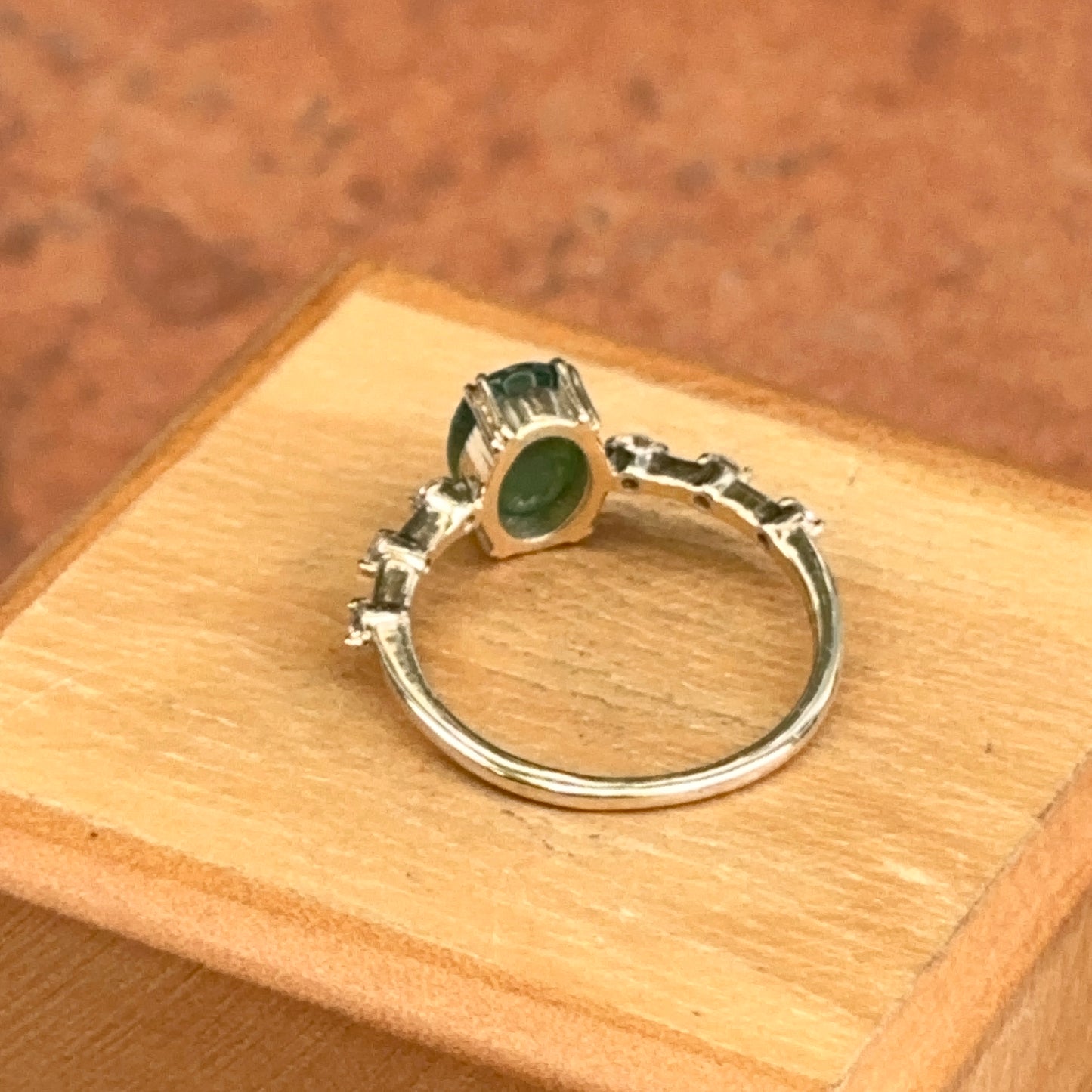 14KT Yellow Gold Oval 1.35 CT Emerald + Diamond Band Ring