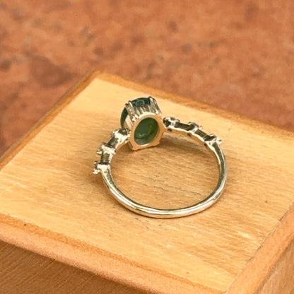 14KT Yellow Gold Oval 1.35 CT Emerald + Diamond Band Ring