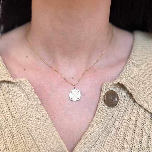 14KT Yellow Gold Firefighter Badge Engravable Pendant