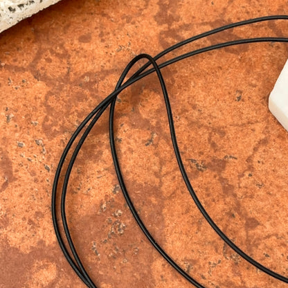 Black Leather 1.5mm Cord Sterling Silver Ends Lariat Necklace