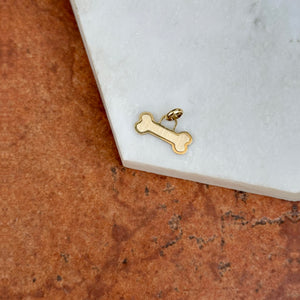14KT Yellow Gold Brushed Finish Dog Bone Flat Pendant Charm
