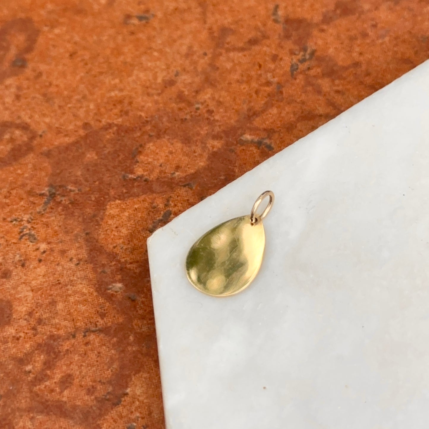14KT Yellow Gold Teardrop Disc Pendant Charm