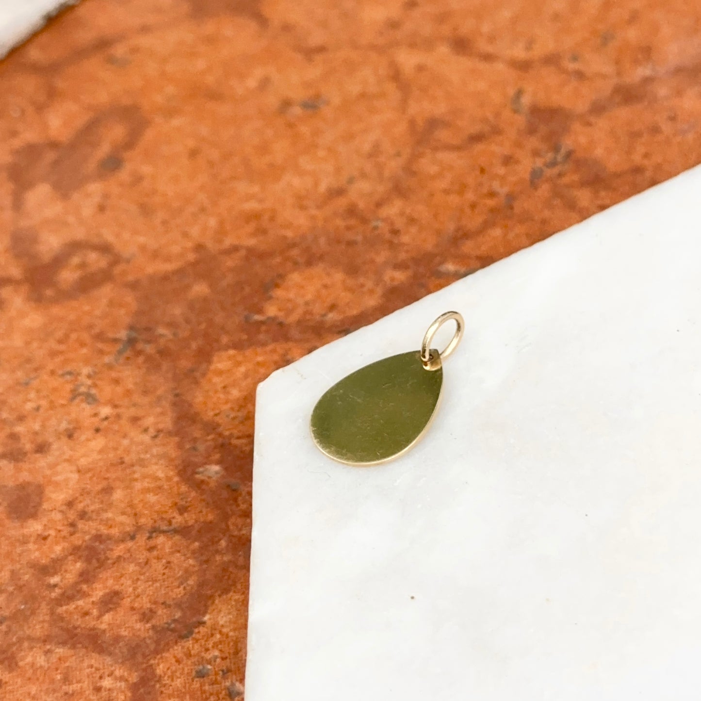 14KT Yellow Gold Teardrop Disc Pendant Charm