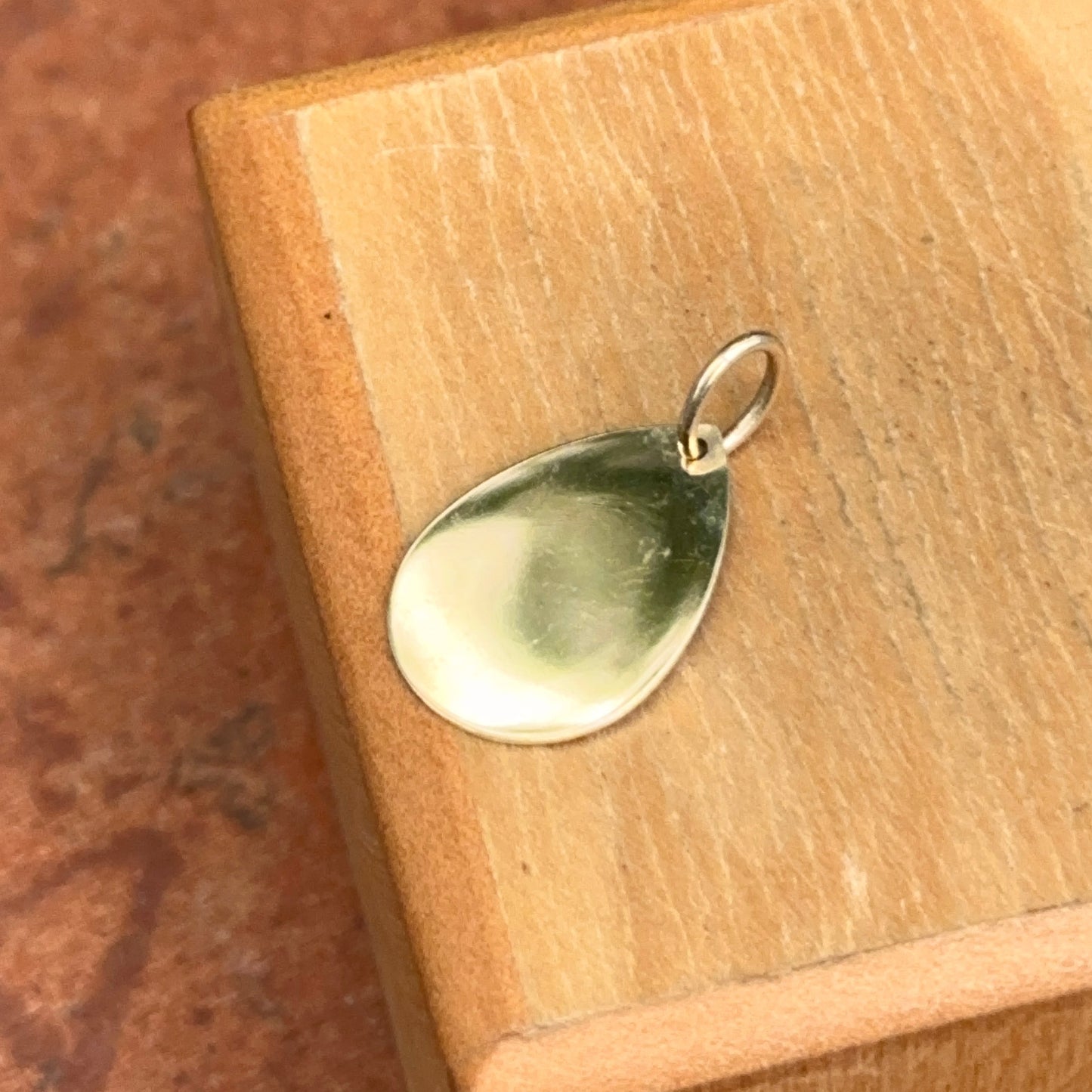14KT Yellow Gold Teardrop Disc Pendant Charm