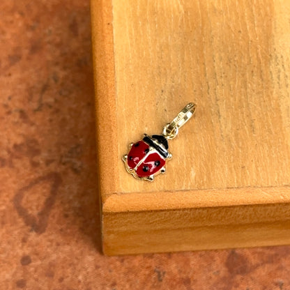 14KT Yellow Gold Red Enamel Ladybug Pendant Charm 18mm