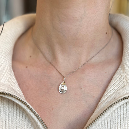 Sterling Silver Cowboy Hat Detailed 3D Pendant Charm