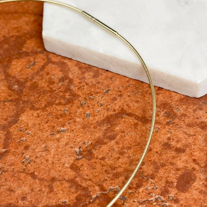 14KT Yellow Gold 1.4mm Coiled Neck Wire Collar Necklace