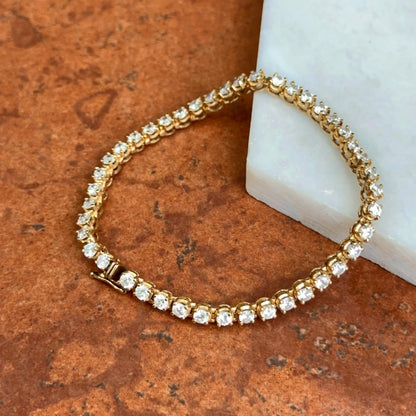 Estate Yellow Gold Plated Sterling Silver Cubic Zirconia Tennis Bracelet