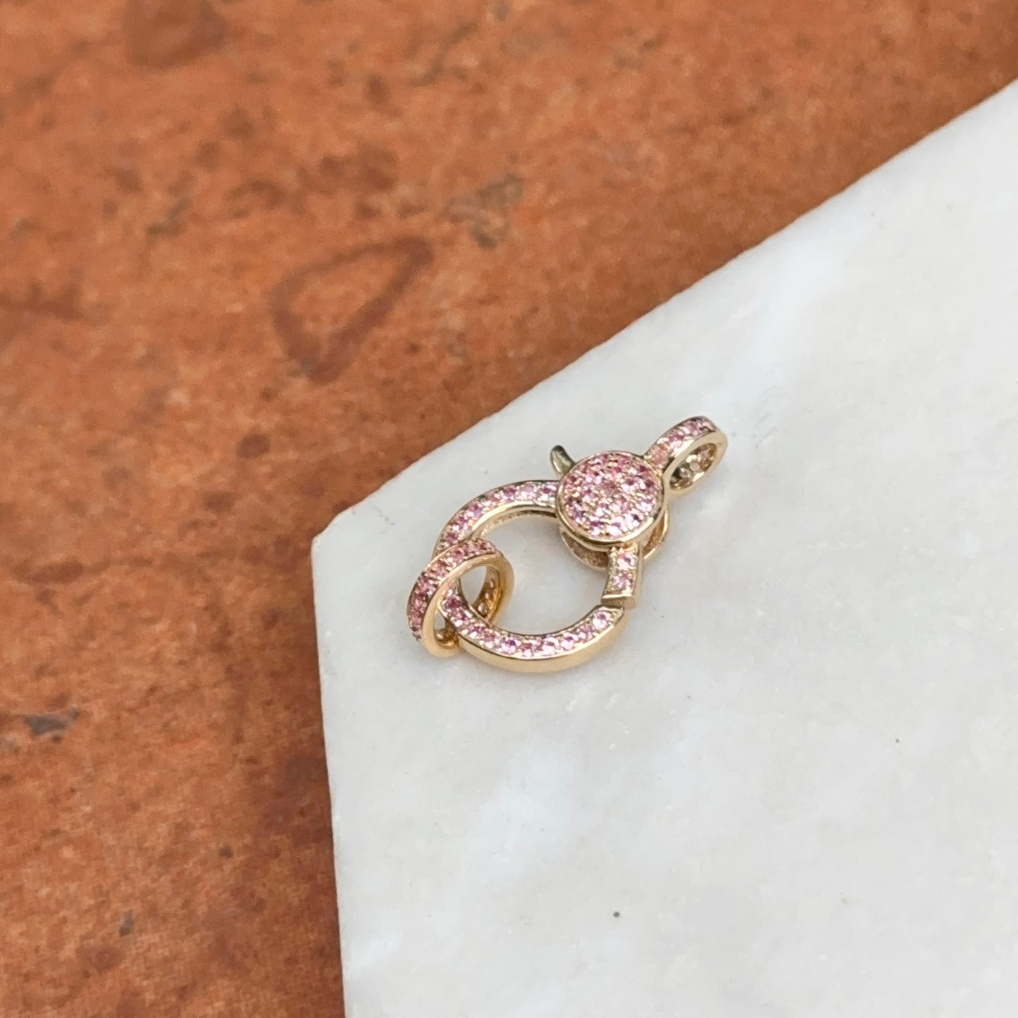 14KT Yellow Gold Pink Sapphire Pendant Hanger