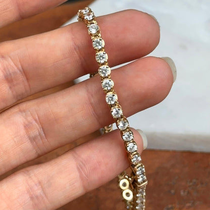 Estate Yellow Gold Plated Sterling Silver Cubic Zirconia Tennis Bracelet