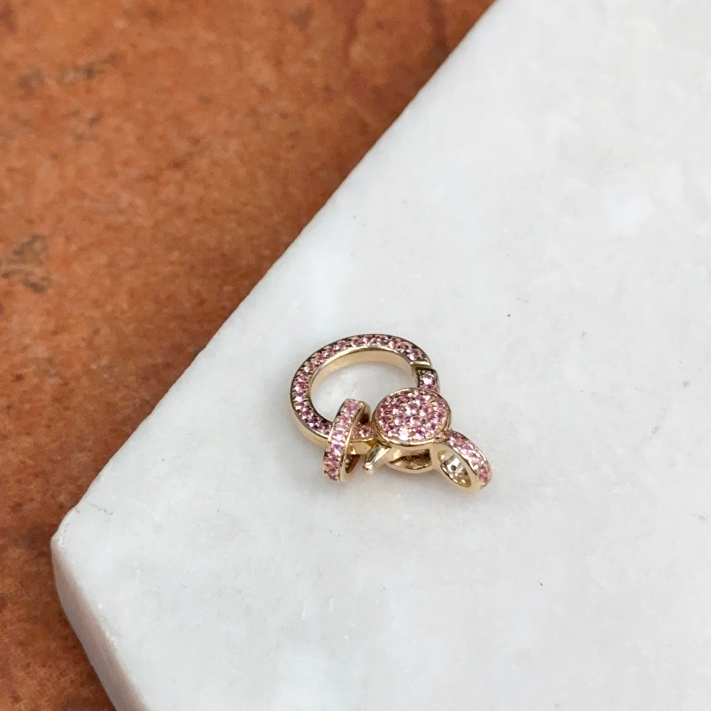 14KT Yellow Gold Pink Sapphire Pendant Hanger