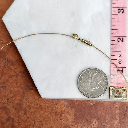 14KT Yellow Gold 1mm Wire Collar Diamond Necklace